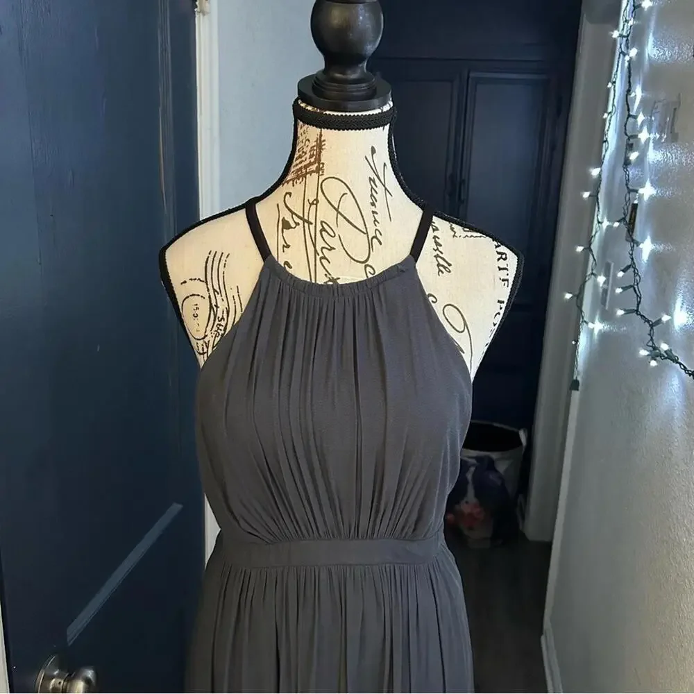 NWOT Free People Charcoal Open Harness Back Goddess Maxi Dress Size 2 - Picture 4 of 9